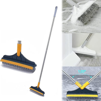 120° Rotatable 2-in-1 Tiles Cleaning Scrubbing Brush with Wiper and Long Handle | Triangular Rotating Brush Head - THELOOTSALE