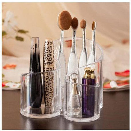 3 Compartments Cosmetic Makeup Organizer Acrylic Lipstick Holder Display Stand Nail Polish Eyebrow Pencil Storage Box Toothbrush Holder Stationary Holder - THELOOTSALE