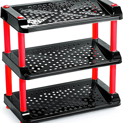 3 Layer Cherry Plastic Shoes Rack - THELOOTSALE