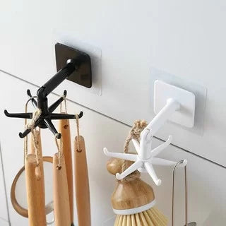 360° Rotating Wall-Mounted Kitchen Self-Adhesive Hooks Holder - THELOOTSALE