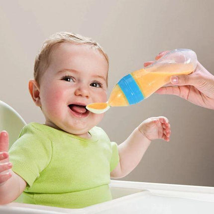 Baby's Squeeze Feeding Silicone Bottle Spoon Feeder (90ml) - THELOOTSALE