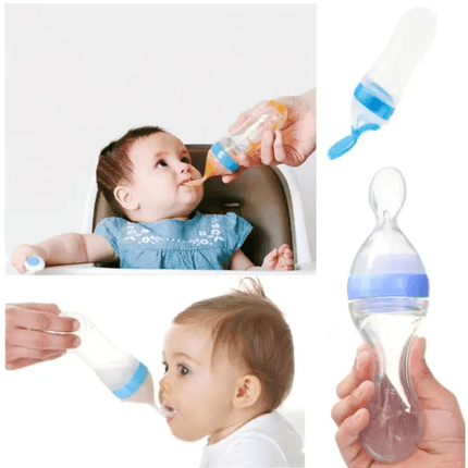 Baby's Squeeze Feeding Silicone Bottle Spoon Feeder (90ml) - THELOOTSALE