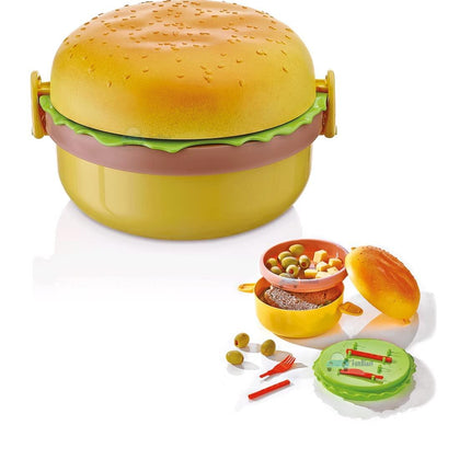 Creative Moisture-Proof 2-Layer Burger-Shaped Kids Tiffin Lunch Box - THELOOTSALE
