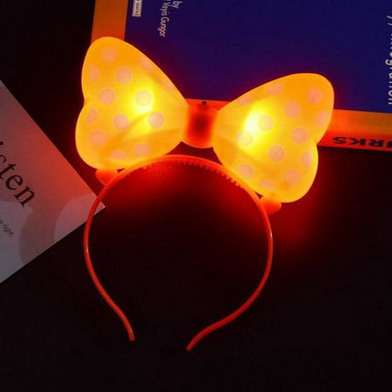 LED Luminous Fancy Glow Light Blinking Flashing Girls Polka Dot Bowknot Headband Hair Catcher - THELOOTSALE