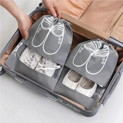 Non-Woven Fabric Dustproof Drawstring Travel Shoe Storage Bag Pouch - THELOOTSALE