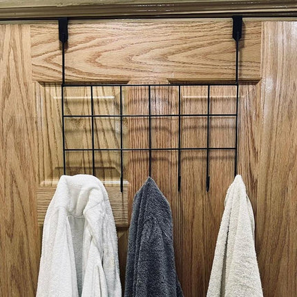 Over the Door Metallic Wire Clothes Towel Hanging Organizer - THELOOTSALE