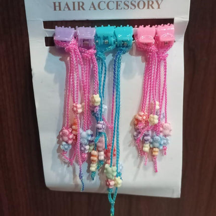 Pack of 6 Beaded Tassel Baby Hair clips and pins - Clips for hair - THELOOTSALE