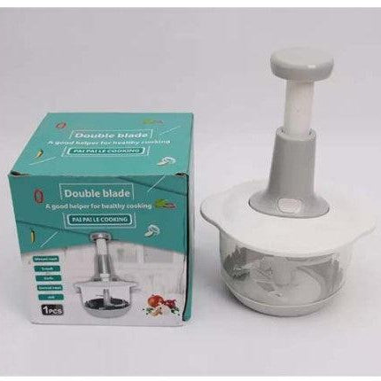 Push-Down Double Blade Meat Vegetables Chopper Grinder Mincer - THELOOTSALE