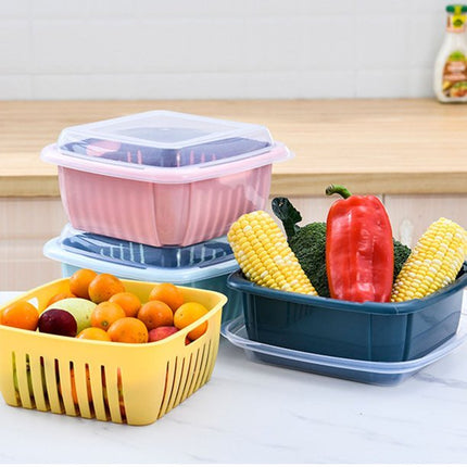 2-Layer Vegetables Fruits Storage Refrigerator Strainer Basket