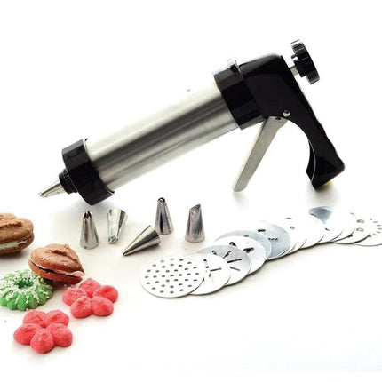 Stainless Steel Cookie Syringe Extruder Nozzles Sets Cake Cream Decorating Gun DIY Pastry Press Maker Kitchen Baking Accessories - THELOOTSALE