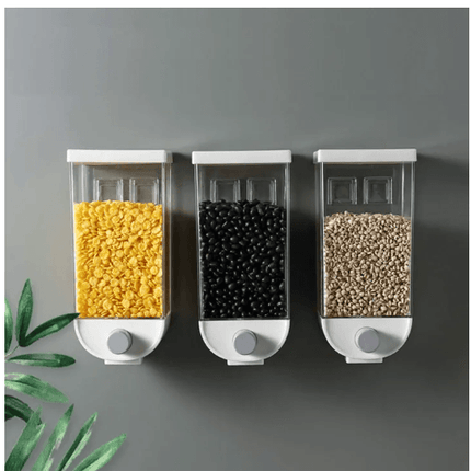 Wall-Mounted 1000ml Capacity Moisture-Proof Cereal Oats Granola Grain Easy-Press Storage Container Dispenser - THELOOTSALE