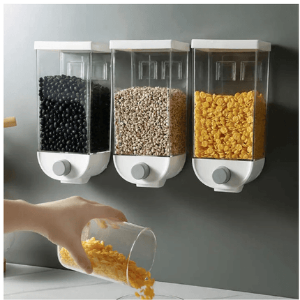 Wall-Mounted 1000ml Capacity Moisture-Proof Cereal Oats Granola Grain Easy-Press Storage Container Dispenser - THELOOTSALE