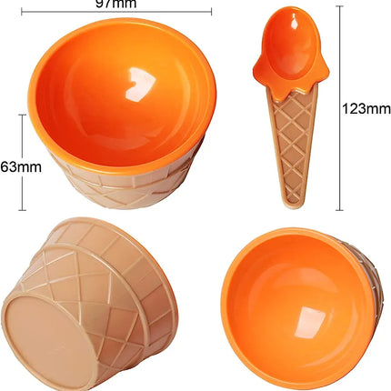 1 Pc Lovely Kids Dessert Ice Cream Bowl With Spoon Baby Cutlery - THELOOTSALE