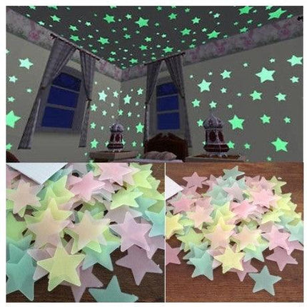 100 pcs Fluorescent Night Glowing Wall Sticker Stars - THELOOTSALE