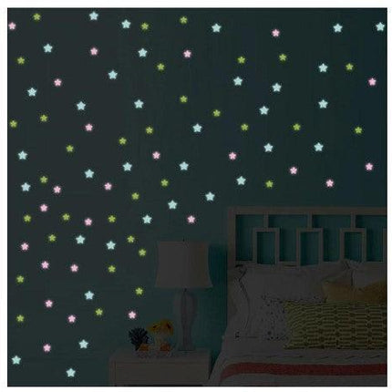 100 pcs Fluorescent Night Glowing Wall Sticker Stars - THELOOTSALE