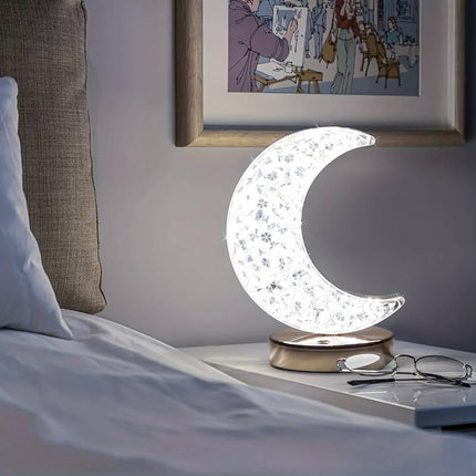 1pc Crystal Moon Table Lamp, Touch Control Table Lamp, Stepless Dimmable Nightstand Lamp, For Bedroom With 3 Colors Changing, For Living Room Ramadan Decorations Ramadan - THELOOTSALE