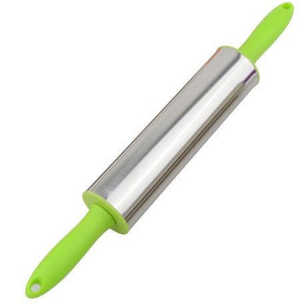 1PC Stainless Steel Rolling Pins With Plastic Handle Smooth Non-Stick Dough Roller - THELOOTSALE