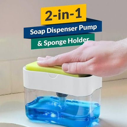 2-in-1 Portable Soap Pump Dispenser Sponge Holder for Dish Soap and Sponge for Kitchen - THELOOTSALE
