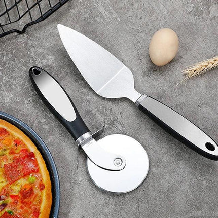 2-piece Set Utensils Pizza Shovel Stainless Steel Pizza Knife Kitchen Gadgets Bakeware Dining Bar Cake/pancake cutter - THELOOTSALE