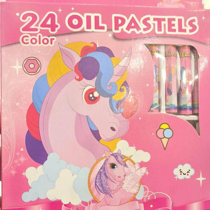 24 Pcs Unicorn Theme Children Educational Art Oil Pastel Crayon Colors - THELOOTSALE