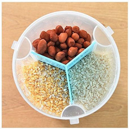 3-Partition 2.2L Capacity Air-Tight Food Beans Spices Nuts Dry Fruits Storage Marshal Jar - THELOOTSALE