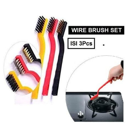 3 Pcs Metal Stove Rust Steel Brass Nylon Cleaning Wire Brush Set - THELOOTSALE