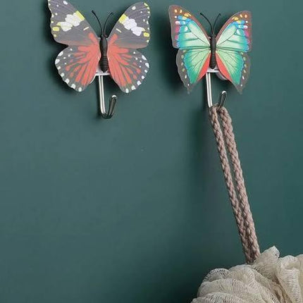 3 Pcs Sticky Butterfly Design Utility Key Hooks - THELOOTSALE