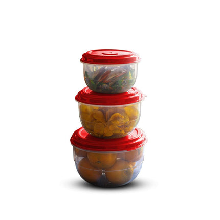3 Pcs Transparent Round Airtight Food Storage Keeper Containers - THELOOTSALE