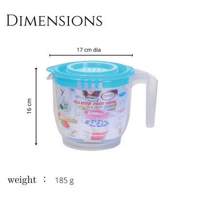3000ml Capacity Plastic Beating Mixer Bowl With Double-Lid & Measuring Jug - THELOOTSALE