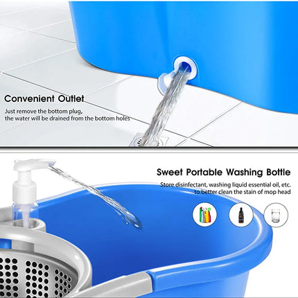 360° Magic Spin Mop Bucket with Stainless Steel Rod - THELOOTSALE