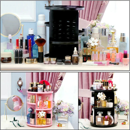 360° Rotating Cosmetic Plastic Adjustable Makeup Storage Organizer Rack (Large) - THELOOTSALE