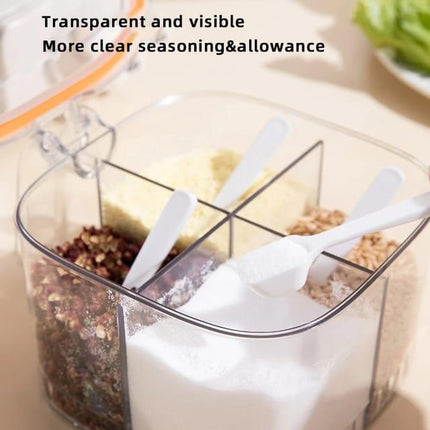 4-Compartment Acrylic Transparent Seasoning Spice Pepper Salt Box Jar Organizer - THELOOTSALE