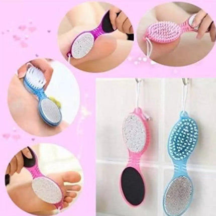 4-in-1 Foot File With Pedicure And Manicure Brush Multi Use Pedicure Paddle Brush(Cleanse, Scrub, File And Buff) Pedicure Tool Pedicure Brush For Feet Foot Scrubber - THELOOTSALE