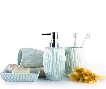 4 pcs Bathroom Decoration Accessories Set Household Mouthwash Cup Soap Dish Lotion Bottle (Color : Green - THELOOTSALE