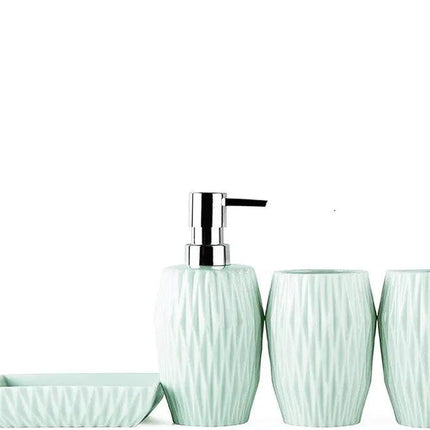 4 pcs Bathroom Decoration Accessories Set Household Mouthwash Cup Soap Dish Lotion Bottle (Color : Green - THELOOTSALE