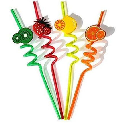 4 Pcs Reusable Fruit Shape Colorful Spiral Drinking Straws - THELOOTSALE