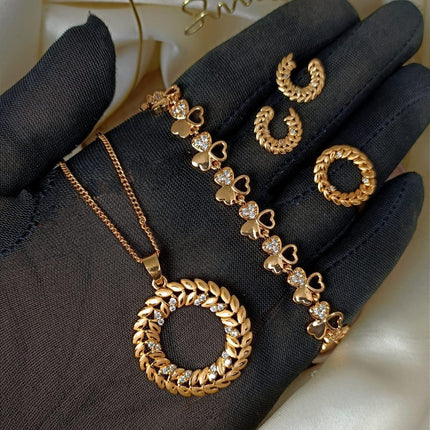 4pcs/Set Elegant Gold Color Delicate Design Adjustable Ring Fancy Zarcoon  Fashion Jewelry Set – THELOOTSALE