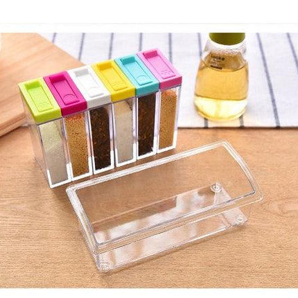 6-in-1 Crystal Condiments Spice Cruet Storage Container Jar - THELOOTSALE