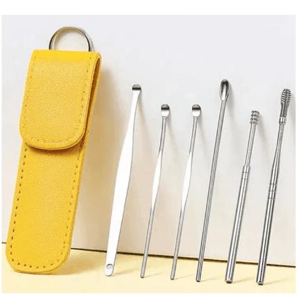 6 Pcs Stainless Steel Earwax Cleaner Toolkit with Storage Box | Ear Care Set | Ear Wax Removal Tool - THELOOTSALE