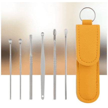 6 Pcs Stainless Steel Earwax Cleaner Toolkit with Storage Box | Ear Care Set | Ear Wax Removal Tool - THELOOTSALE