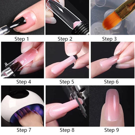 8pcs Poly Gel Kit 15ml Nude Pink Clear Color Gel kit For Nail Extensions For Manicure Quick Extension Nail Gel Tool - THELOOTSALE