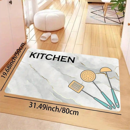 Soft Oil-proof Kitchen Rug, Anti-Fatigue Cushioned Kitchen Rug, Waterproof Non-Slip Floor Mat, Runner Rug, Entrance Doormat, Super Absorbent Washable Carpet For Farmhouse Kitchen Bathroom Hallway Sink Laundry - THELOOTSALE