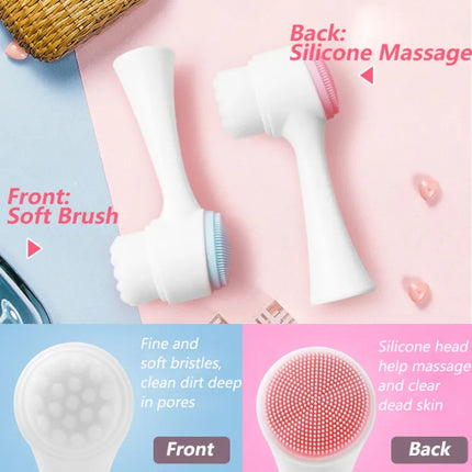 Acrylic 3D Silicone Facial Wash Brush Double Sides Face Brush 2-in-1 Facial Cleansing - THELOOTSALE