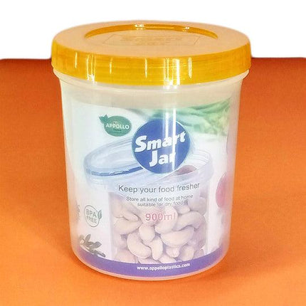 Appollo 900ml Capacity Transparent Smart Plastic Food Dry Fruits Storage Jar (Large) - THELOOTSALE