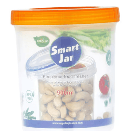 Appollo 900ml Capacity Transparent Smart Plastic Food Dry Fruits Storage Jar (Large) - THELOOTSALE