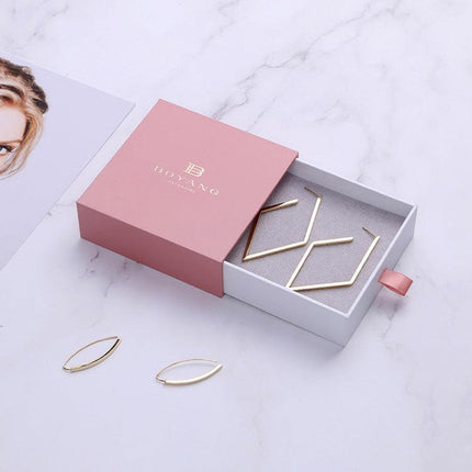 Best pink custom luxury sliding drawer small earring packaging - THELOOTSALE