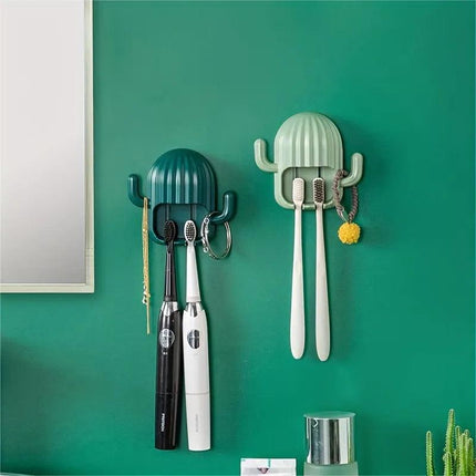 Cactus Toothbrush Holder Rack Shelf ElectricTooth Brush Hooks Storage Box Bathroom Organizer Accessories - THELOOTSALE