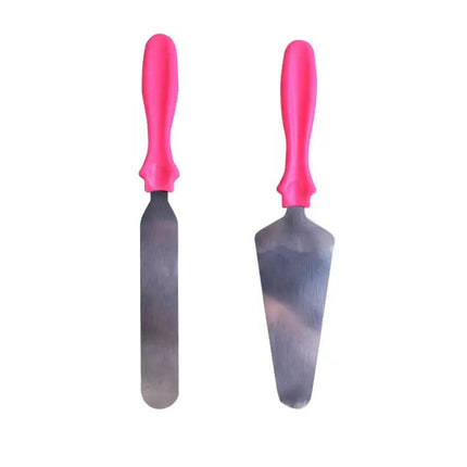 Cake Palette Knife and Lifter Steel, Plastic Handle 2pcs Set - THELOOTSALE