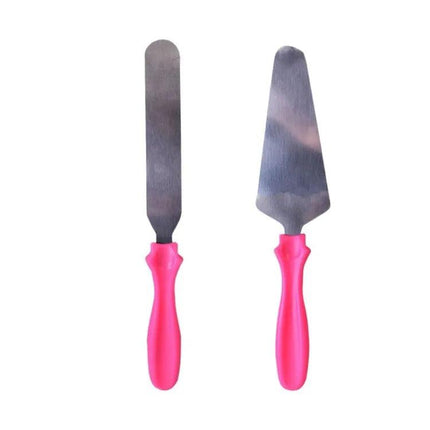 Cake Palette Knife and Lifter Steel, Plastic Handle 2pcs Set - THELOOTSALE