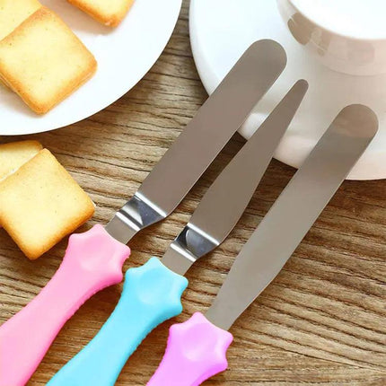 Cake Palette Knife and Lifter Steel, Plastic Handle 3pcs Set - THELOOTSALE
